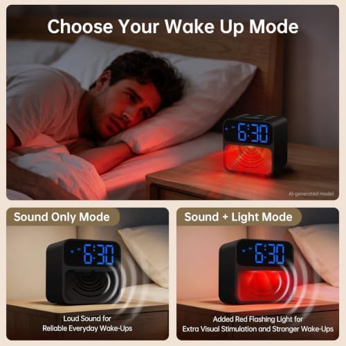 auroracalm extra loud alarm clock for heavy sleepers, close-up detail