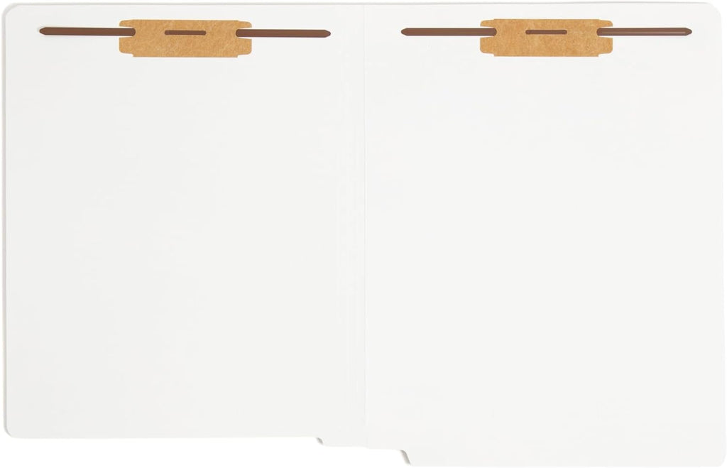 Smead Heavyweight End Tab Fastener File Folder, Shelf-Master® Reinforced Straight-Cut Tab, 2 Fasteners, Letter Size, White, 50 per Box (25840)