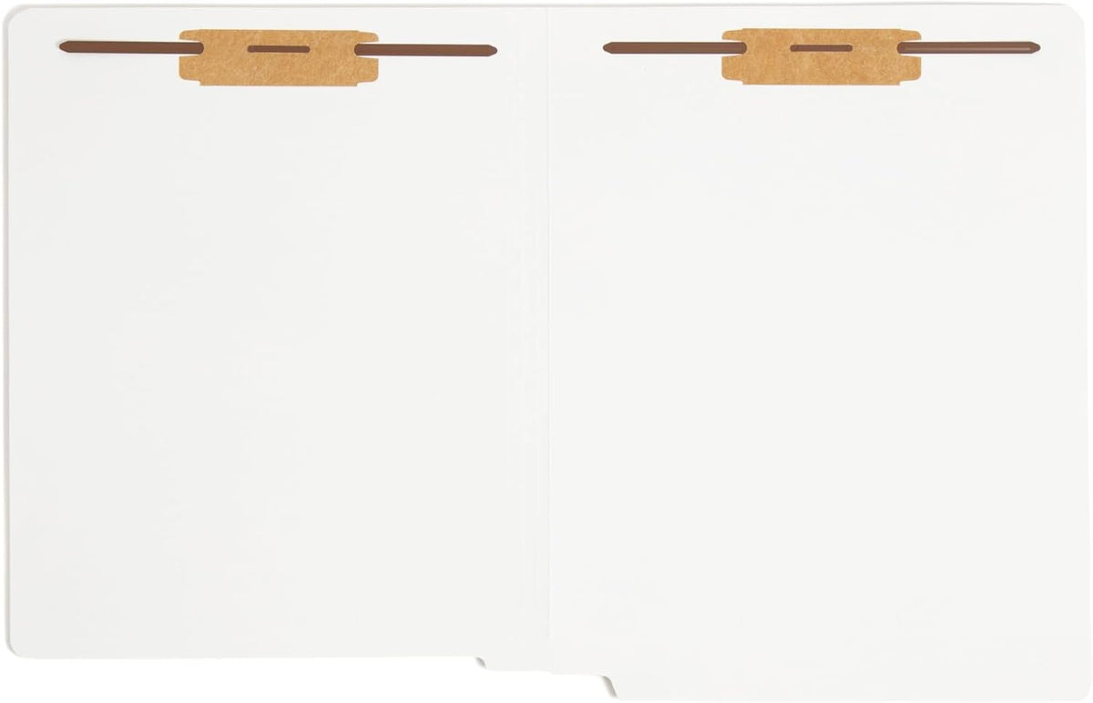Smead Heavyweight End Tab Fastener File Folder, Shelf-Master® Reinforced Straight-Cut Tab, 2 Fasteners, Letter Size, White, 50 per Box (25840)