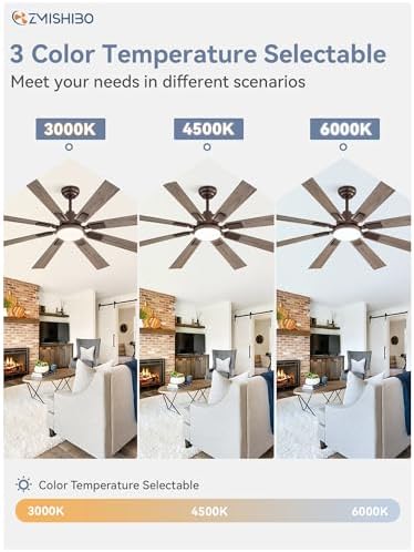 zmishibo 62” farmhouse ceiling fan with light, remote, close-up detail