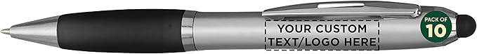 DISCOUNT PROMOS Custom Stylus Ballpoint Pens Set of 10, Personalized Bulk Pack by DISCOUNTPROMOS