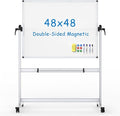 VIZ-PRO Double-Sided Mobile Whiteboard, 48 x 48 Inches, Magnetic Rolling Dry by VIZ-PRO
