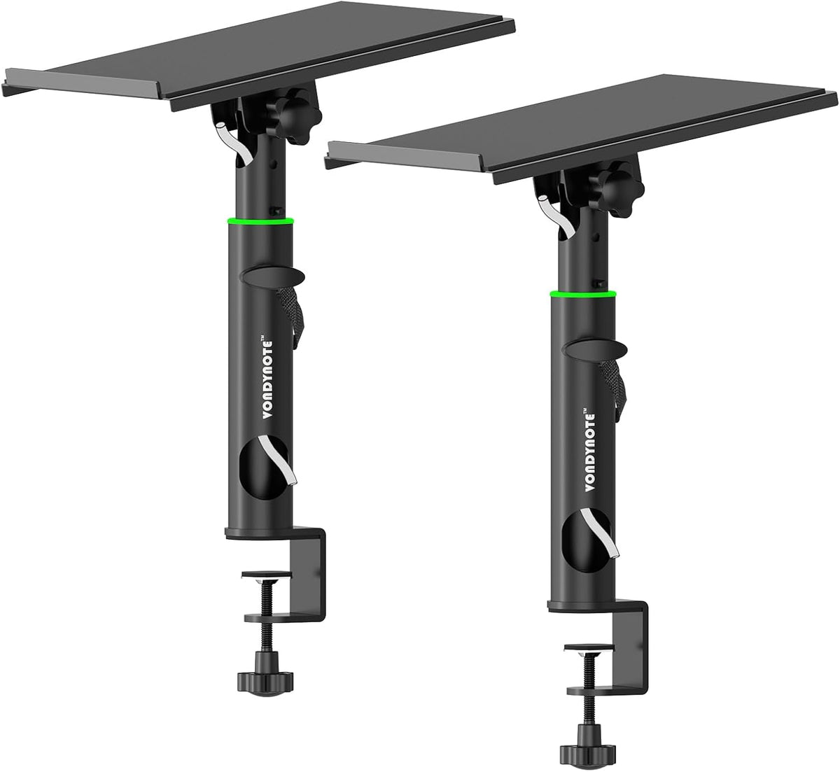 Vondynote Pair of Desktop Clamp Speaker Stands 12°Tilt, Cable Management