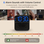 auroracalm extra loud alarm clock for heavy sleepers, side view