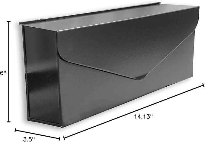 NACH Black Envelope Wall Mount Mailbox, Rust Resistant Metal Mailbox, Mailboxes - Image 9