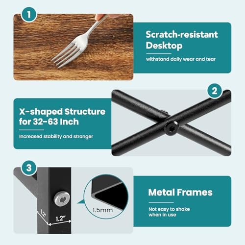 OLIXIS Computer Desk, Home Office Desk, Study Table 47 Inch | Gaming Writing Work Station, Metal Frame Sturdy Durable, Easy Assembly Bedroom, Simple Rustic Style