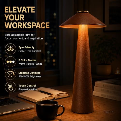 Wood Mushroom LED Desk Lamp - Home Art Decor (Walnut Wood)