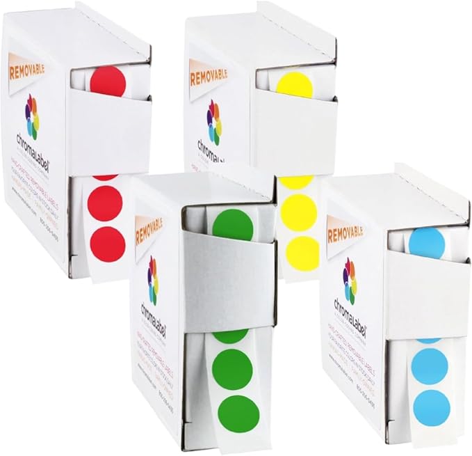 ChromaLabel 1/2 Inch Removable Round Colored Stickers, Dot Labels, Ideal by ChromaLabel