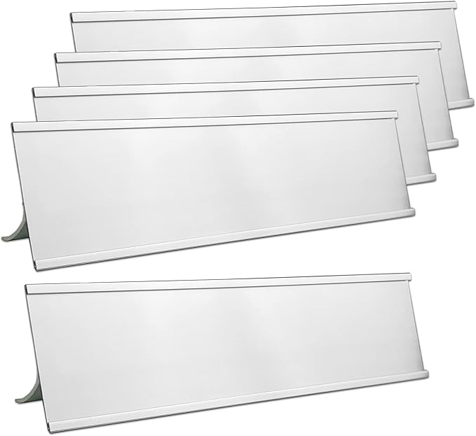 5 Pack 2" x 8" Aluminum Desk Name Plate Holders, Office Business Desk Sign by Unknown