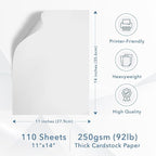 MOS White Cardstock Paper 11 x 14 Inch — Heavyweight Poster Board Card Stock - Image 2