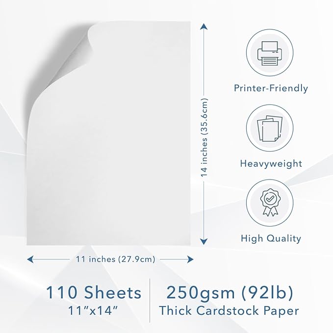 MOS White Cardstock Paper 11 x 14 Inch — Heavyweight Poster Board Card Stock - Image 2