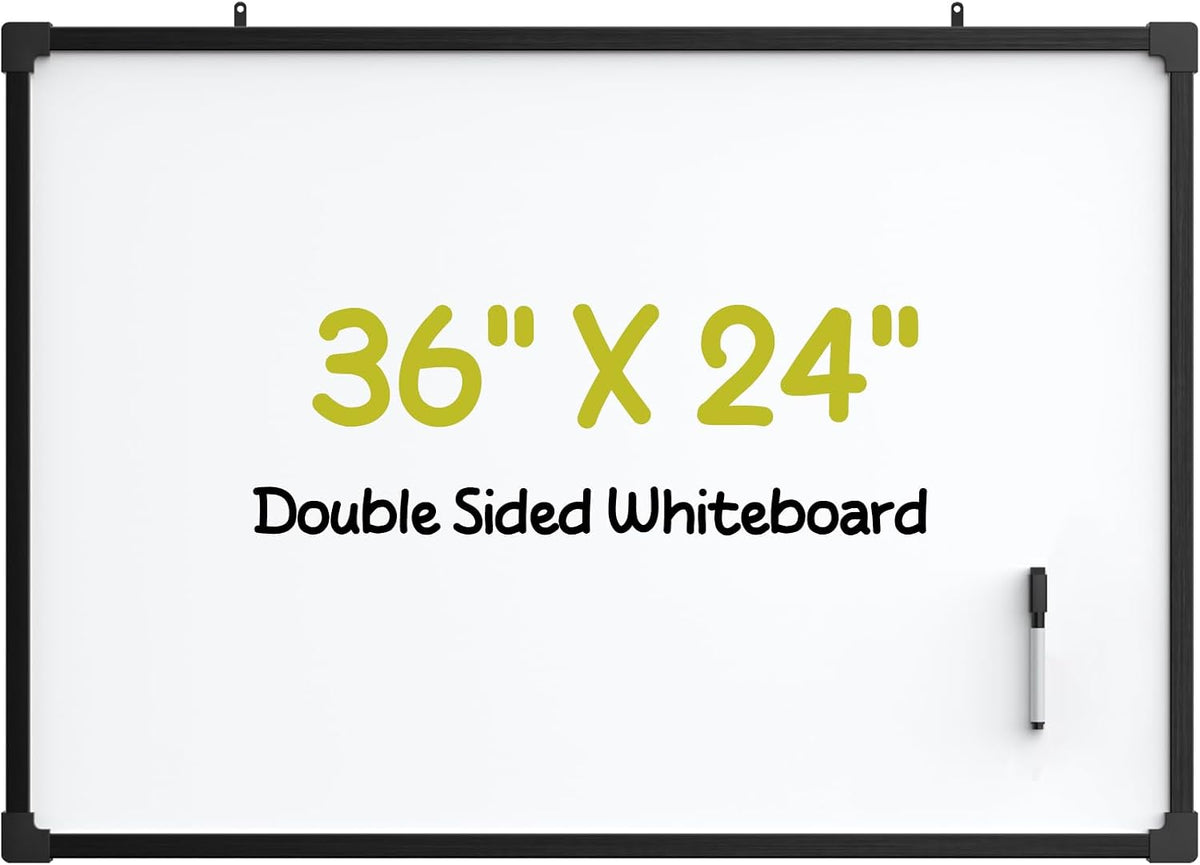 MaxGear 36" x 24" Magnetic Double-Sided Dry Erase Board, Aluminum F...