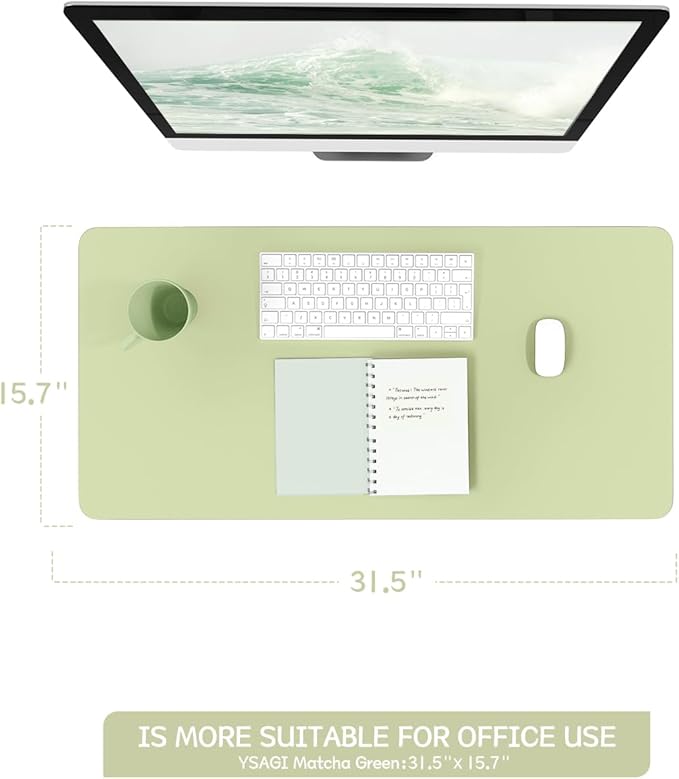 YSAGi Non-Slip Leather Desk Pad, Waterproof Laptop Computer Desk Keyboard Mat - Image 2
