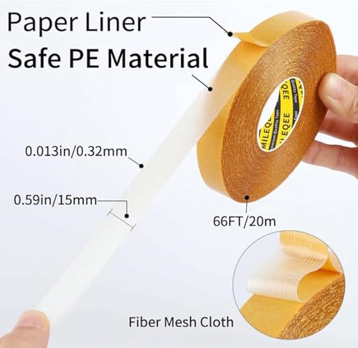 MILEQEE Double Sided Tape Heavy Duty, 0.59" x 66FT, Universal High Tack Strong - Image 2