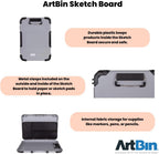 artbin sketch board with internal craft storage, drawing showing dimensions