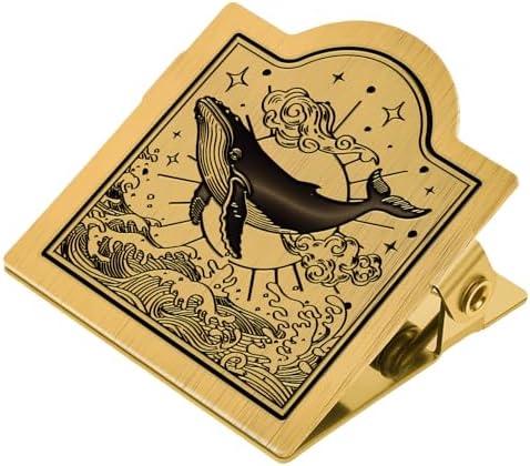 Vintage Journal Clip Waves Whale Ocean Travelers Notebook Clip | Brass Metal Book Page Holder Clips for Notebooks Sketchbooks Bookmarks Planners Journaling Reading Decorations Art Charms