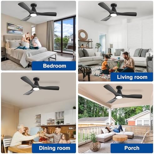depuley 42-inch ceiling fans with lights: black 3 showing dimensions