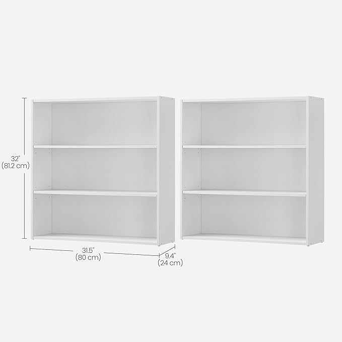 VASAGLE Set of 2 Bookshelves, 31.5 Inches Wide, 3-Tier Open Bookcases - Image 3