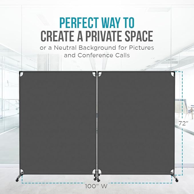 Steel-AID 100-inch Rolling Privacy Room Divider - Image 3