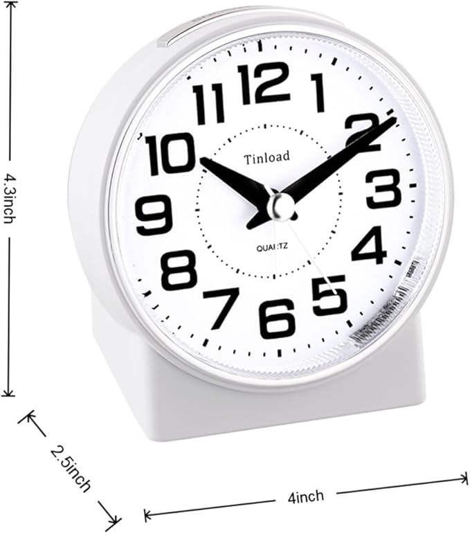 Tinload 4.3" No Ticking Analog Alarm Clock, Silent Readable - Image 3