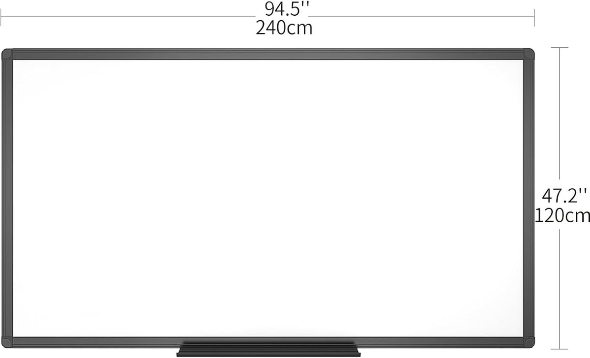VIZ-PRO Magnetic Dry Erase Board, 96 x 48 Inches, Black Aluminium Frame