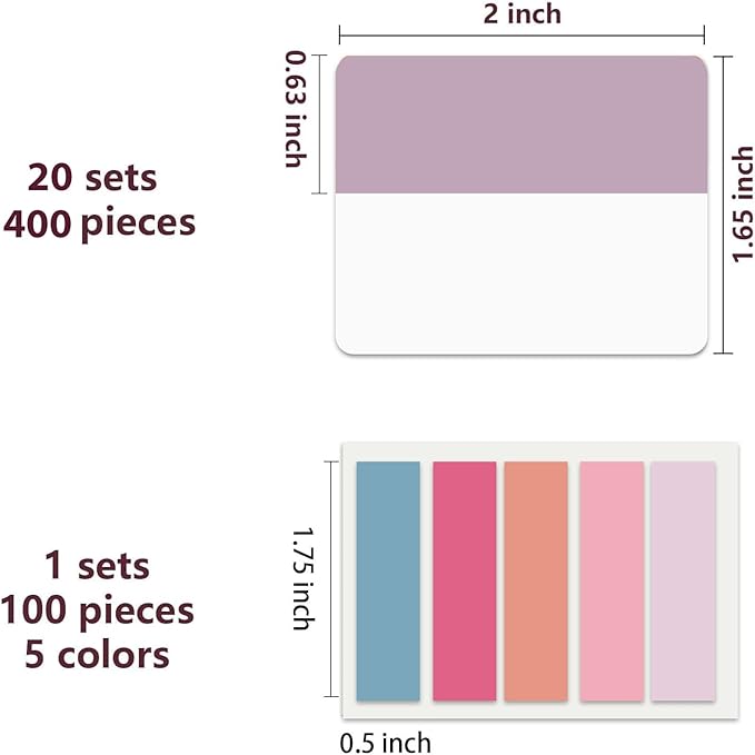 ELII 500 PCS Sticky Index Tabs 2 Inch Colorful Sticky Tabs - Image 3