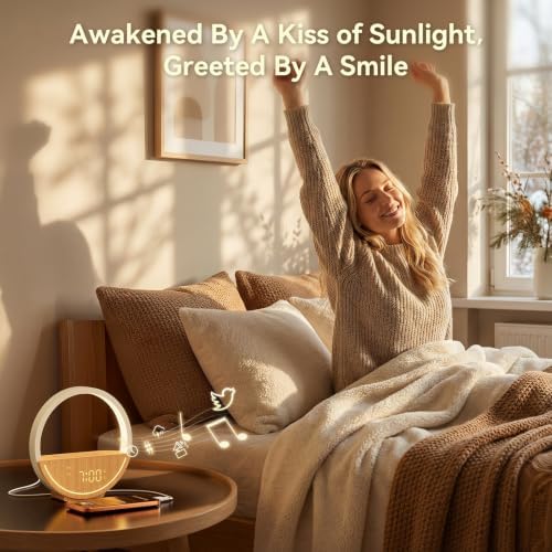 vivilumens alarm clock with sound machine & sunrise, close-up detail