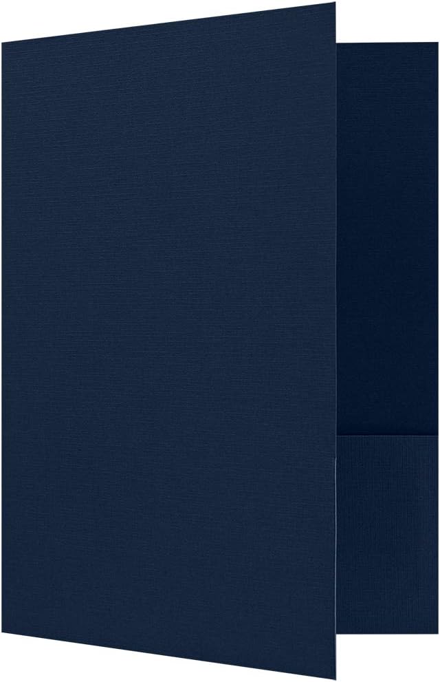 LUXPaper 9" x 12" Presentation Folders | Two Pocket | Nautical Blue Linen | by LUXPaper