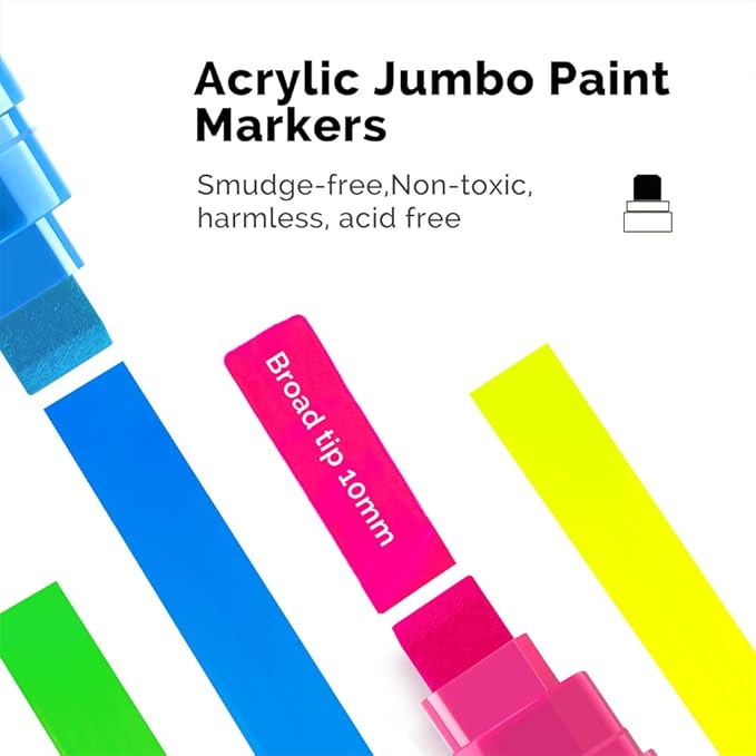 Arrtx Acrylic Jumbo Markers 10mm Broad Tips Acrylic Paint Pens - Image 5