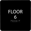 Black ADA Floor 6 Sign with Braille – Made from Durable Acrylic and Ready to by ADACentralSigns