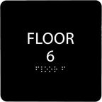 Black ADA Floor 6 Sign with Braille – Made from Durable Acrylic and Ready to by ADACentralSigns