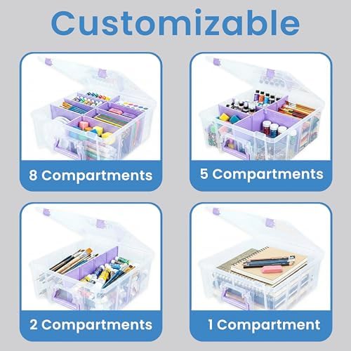 artbin super satchel double deep, 8-compartment craft box, close-up detail