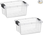 Superio Storage Bins with Lids- 2 Pack, 1.85 Qt Clear Boxes by Superio