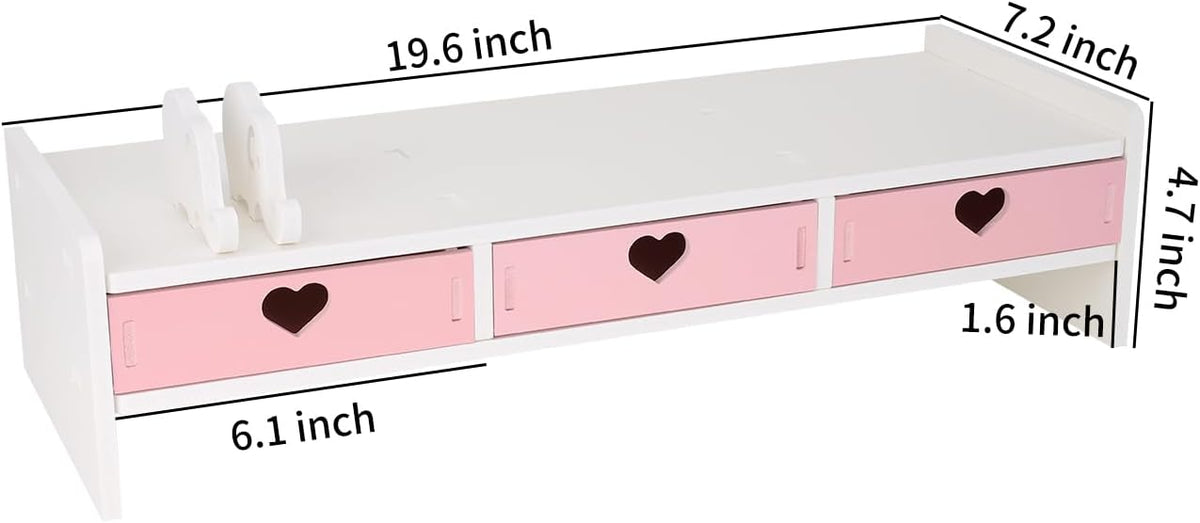 cute monitor stand kawaii desk organizer cute desk, side view