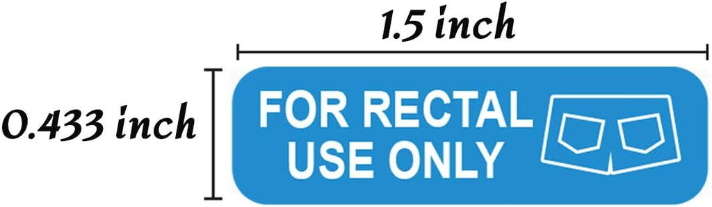 500 for Rectal Use Only Stickers / 1.5" x .433" Blue Stickers with Permanent Adhesive Made with Durable PVC Material Waterproof - White Lettering, Easy to Read