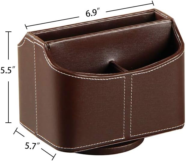 PUSU Remote Control Holder PU Leather 360 Degrees Rotatable Desktop Supply - Image 3