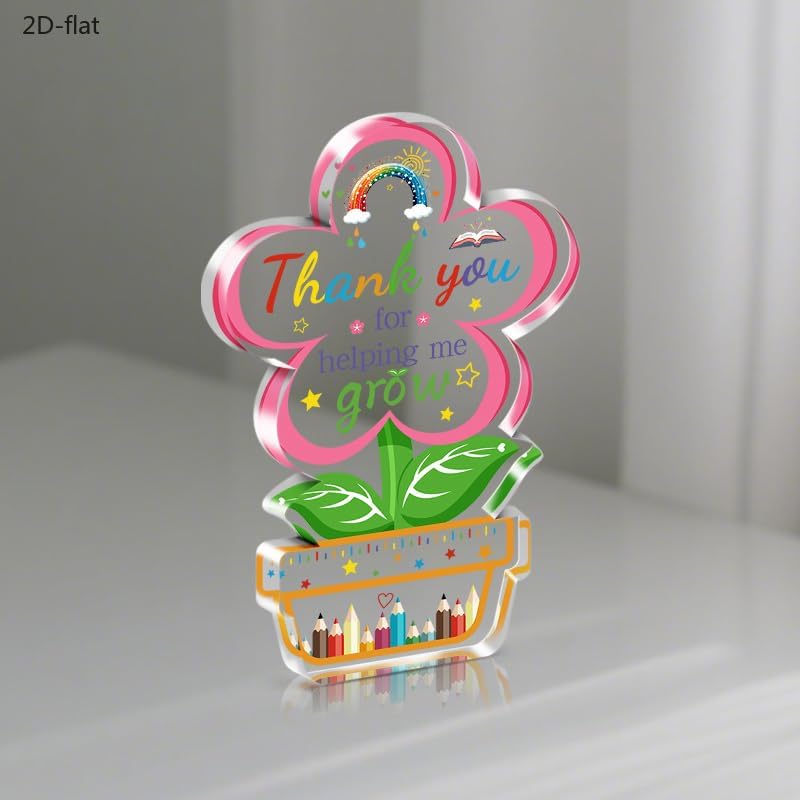 1pc Colorful Flower Acrylic Teacher Gift Sign, Freestanding Desk Decor, Thank You Keepsake for Classroom & Home