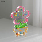 1pc Colorful Flower Acrylic Teacher Gift Sign, Freestanding Desk Decor, Thank You Keepsake for Classroom & Home