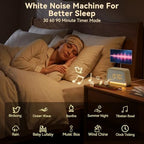 vivilumens dual alarm clock wooden 20 white noise, close-up detail