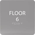 Grey w/White ADA Floor 6 Sign by ADACentralSigns