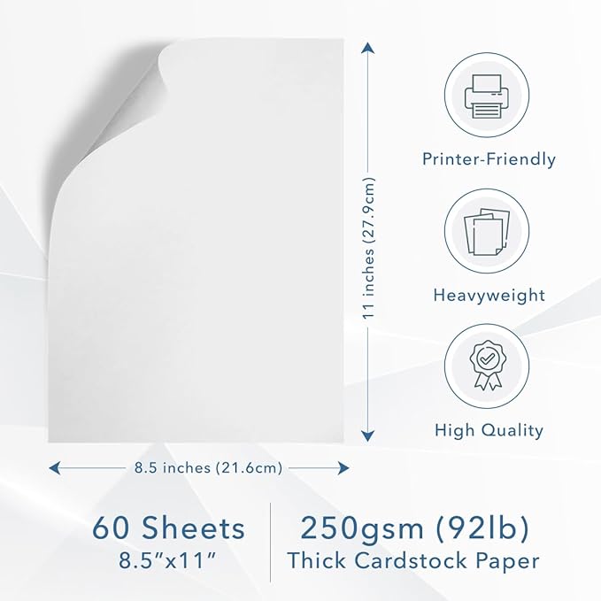 MOS White Cardstock Paper 8.5 x 11 Inch — Heavyweight Letter Size Card Stock - Image 2