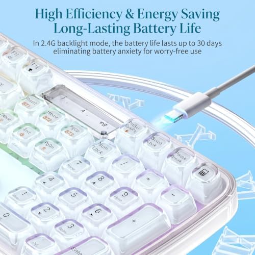 Lomiluskr RGB Arc Wireless Keyboard, BT/2.4G/Wired Tri-Mode, Full Size Crysta...