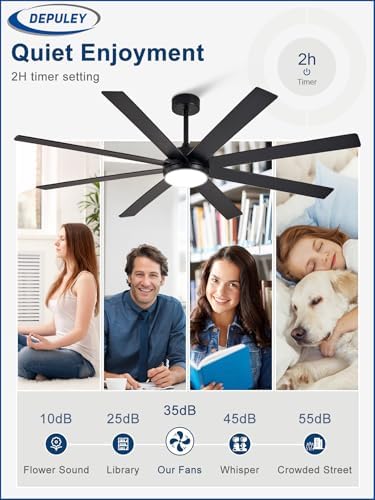 depuley 66" ceiling fans with lights: black indoor/outdoor, package contents