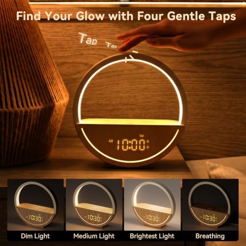 vivilumens alarm clock with sound machine & sunrise on a desk or shelf