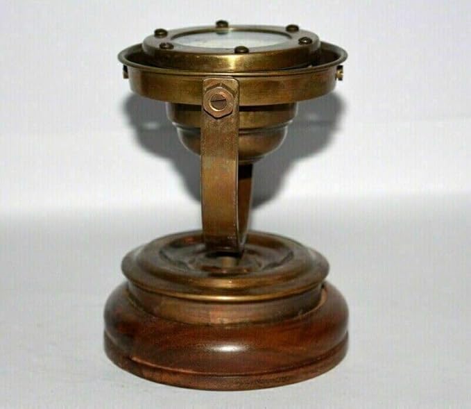 Nautical Brass Gimbal Compass Vintage Style Ship's Binnacle gimballed Compass - Image 4