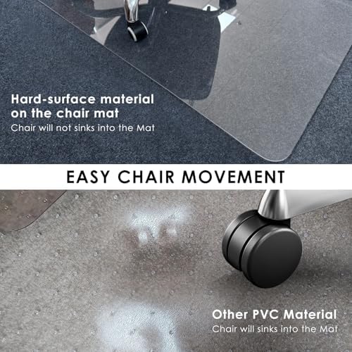 Kuyal 1/5" Thick Office Chair Mat, Heavy Duty Hard Computer Chair Mat