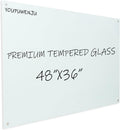 Magnetic Glass Writeboard 48"X36" Premium Tempered Dry Erase Boards Wall