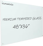 Magnetic Glass Writeboard 48"X36" Premium Tempered Dry Erase Boards Wall