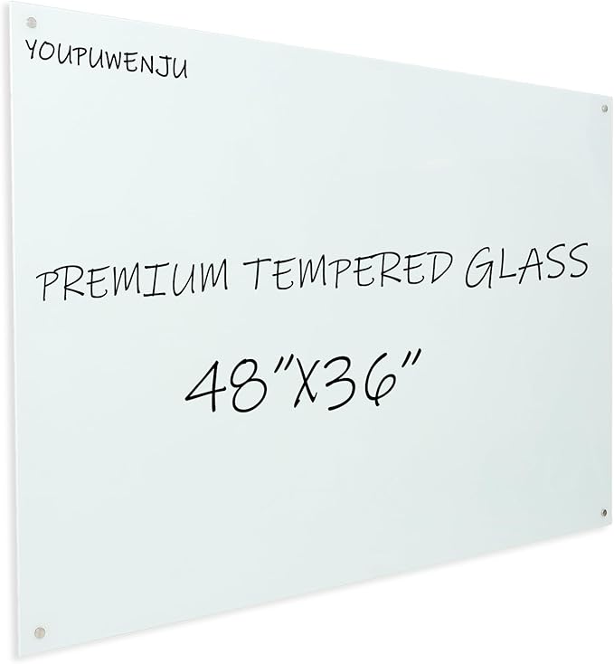 Magnetic Glass Writeboard 48"X36" Premium Tempered Dry Erase Boards Wall by YoupuStationery