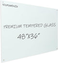 Magnetic Glass Writeboard 48"X36" Premium Tempered Dry Erase Boards Wall by YoupuStationery